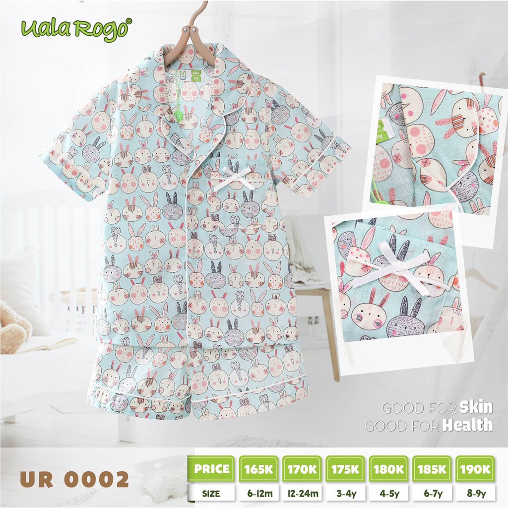 Bộ Pijama cotton cho bé UalaRogo. Từ 6 tháng -4Y