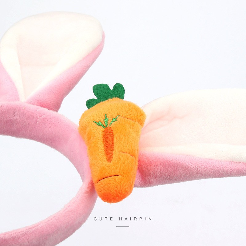 Cài Tóc Tai Thỏ Carot Vải Nhung Phong Cách Hàn Quốc