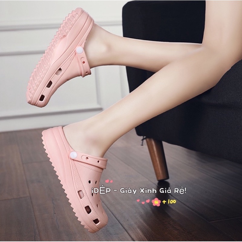 Dép Crocs nữ hình Chibi độn đế cao 5cm - Giày sục nhựa siêu nhẹ đi mưa iDép - SL024