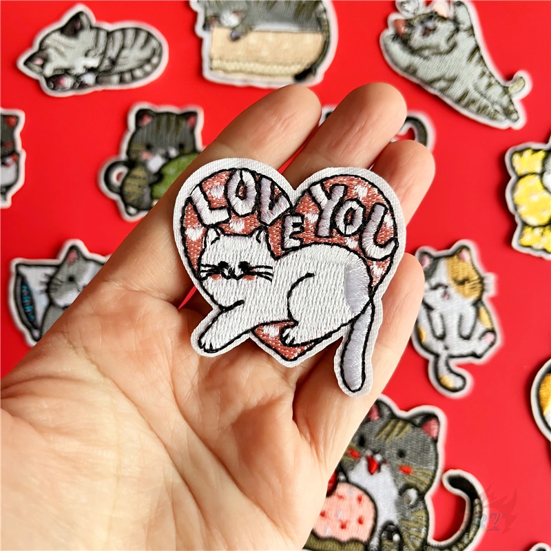 ♚ Miếng Dán Ủi Hình Mèo Lười Biếng Ăn Món Tráng Miệng / Ngủ / Play ♚ 1 Miếng Dán Ủi Lên Quần Áo
