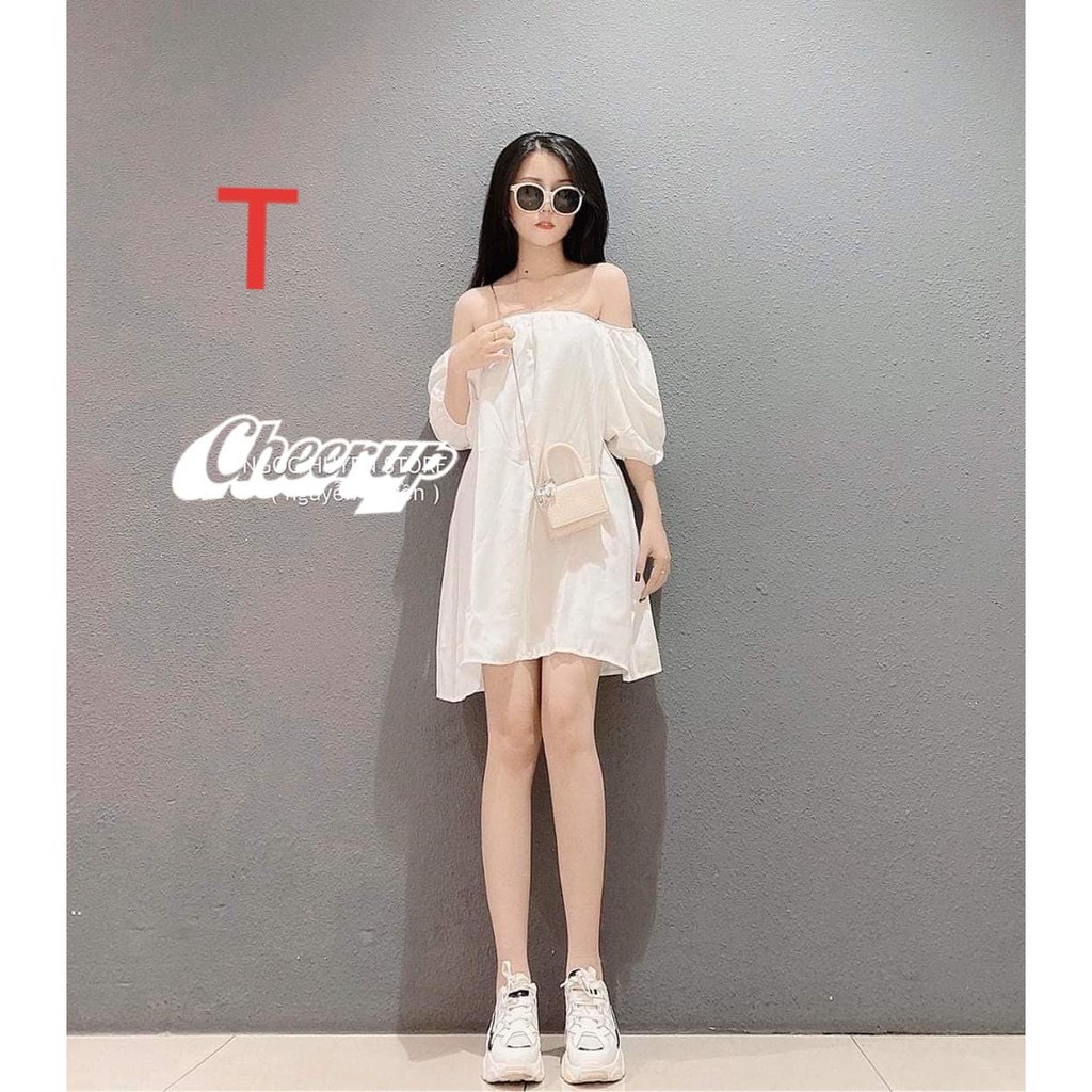 TT 43 - đầm trễ vai tay lửng, dáng suông. thiết kế theo phong cách hàn quốc | BigBuy360 - bigbuy360.vn