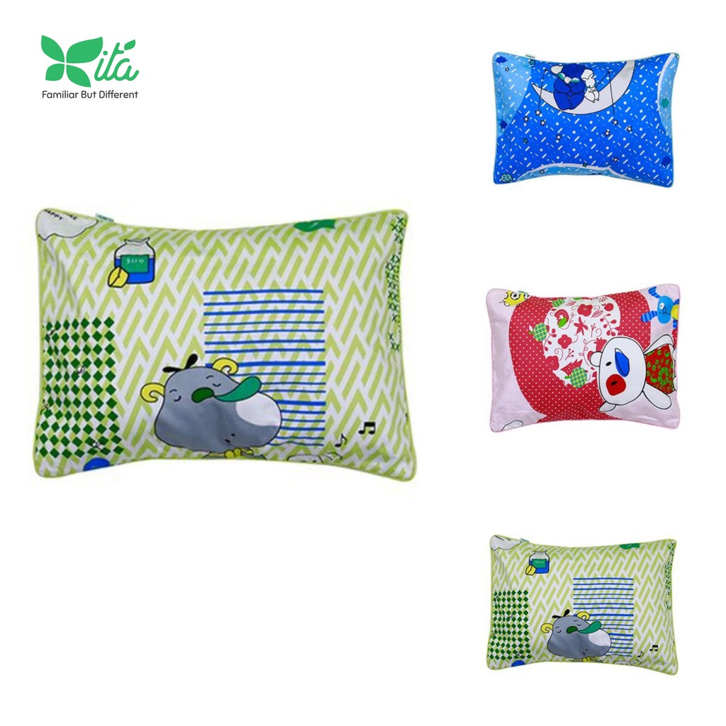 Gối đầu trẻ em 30x40cm, gối cho bé sơ sinh cotton hoa viền gân Hometex