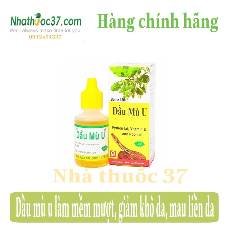 Dầu mù u 12ml giúp làm mềm da, mau liền da