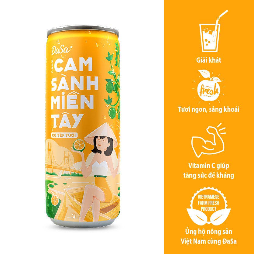 Nước Cam Sành Miền Tây DaSa - Khay 24 lon x 240ml