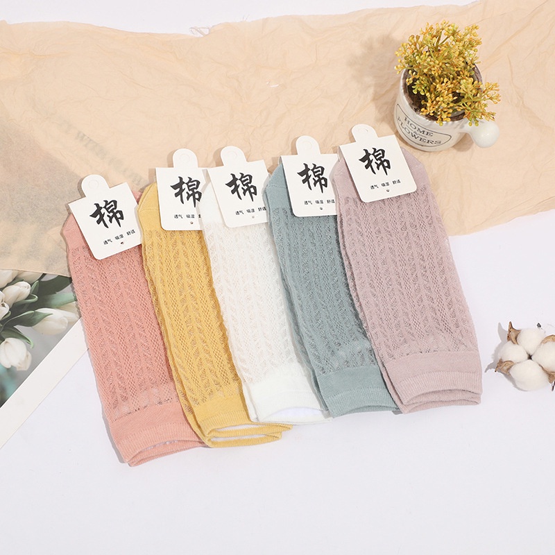 Set 5 Đôi Tất Cổ Thấp Thoáng Khí Màu Kẹo Ngọt Thời Trang Xuân Hè Cho Nữ