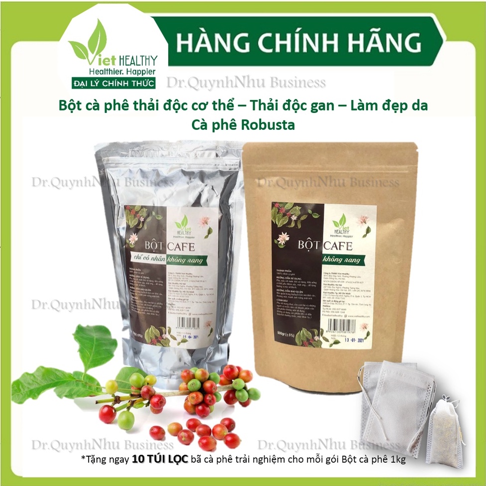 Bột cà phê enema Viet Healthy (chỉ có nhân không rang) thải độc đại tràng, thanh lọc gan, làm đẹp da, coffee enema
