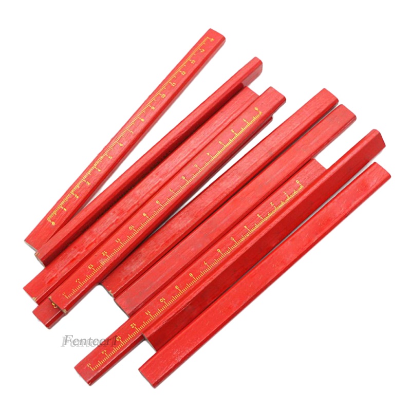 [Fenteer1] Bộ 10 Bút Chì Gỗ Carpenter Với Thước Đo Và Đánh Dấu Khô Tường Gỗ