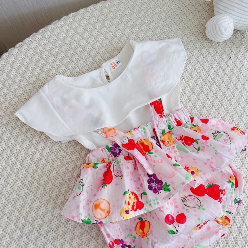 Yếm váy + áo trắng bèo mã 50065