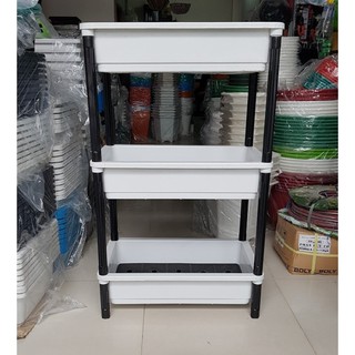 KỆ 3 KHAY ĐEN TRỒNG RAU NUÔI CÁ 65X42X16CM