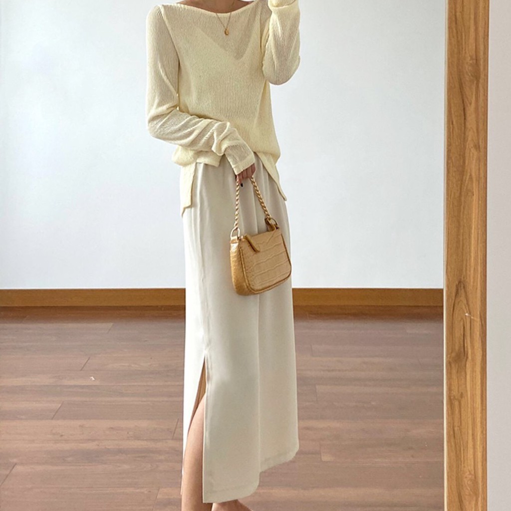 Chân Váy Dài Qua Gối Xẻ Sườn Phong Cách Ulzzang V30 | BigBuy360 - bigbuy360.vn