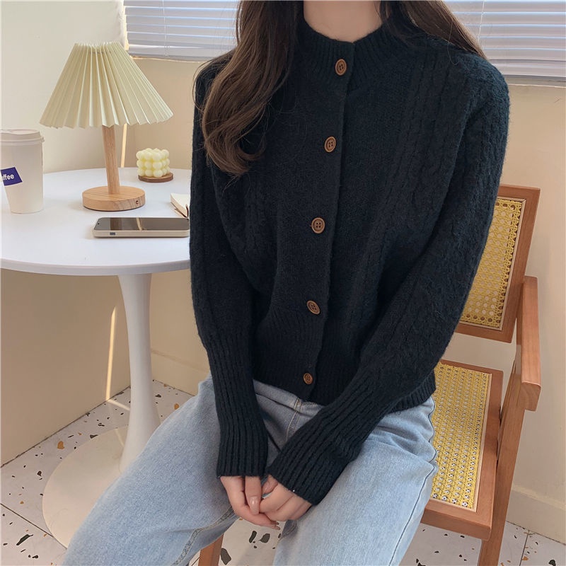 Áo khoác cardigan Pure Cube dệt kim mềm tay phồng thời trang
