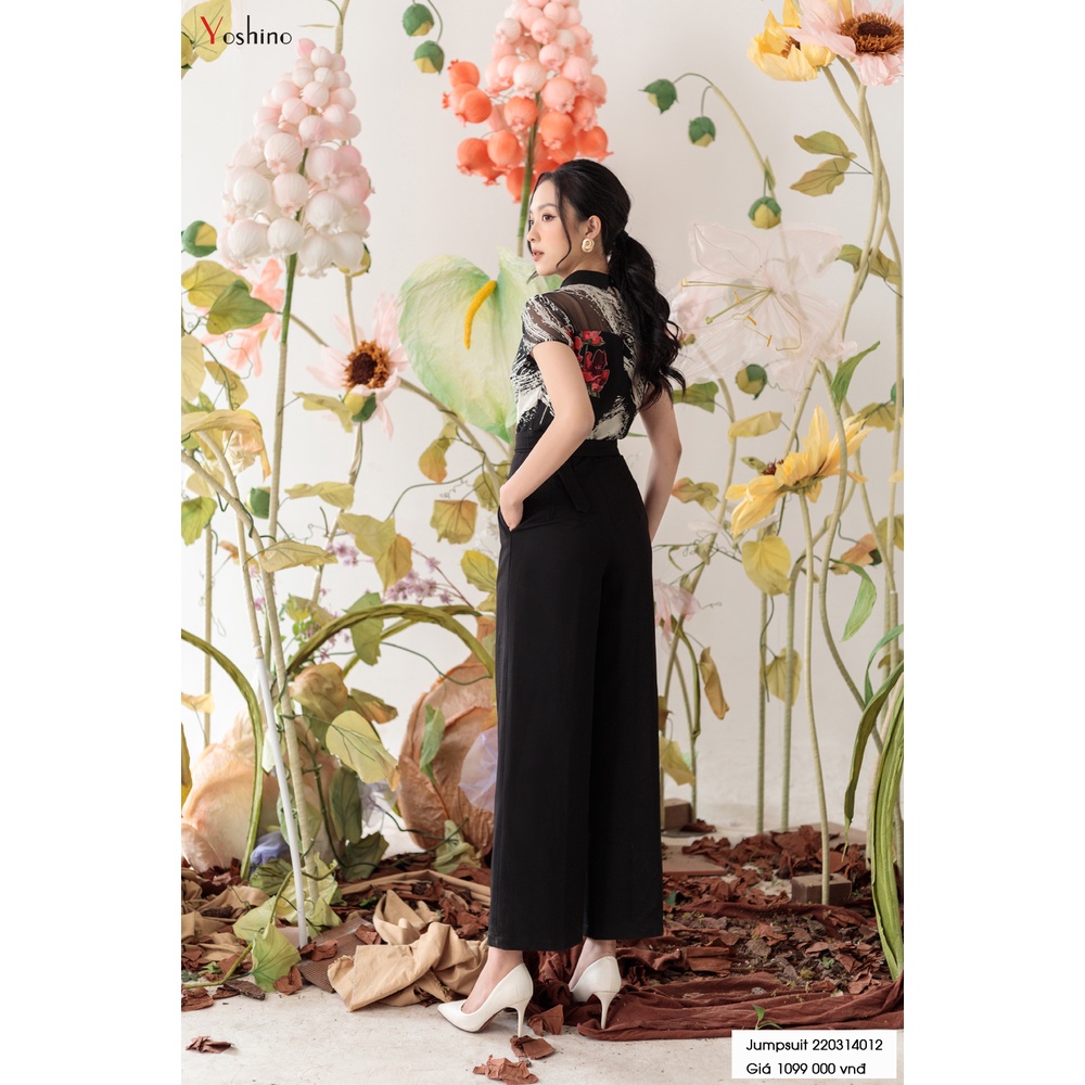 Jumpsuit Họa Tiết Hoa Dáng Suông YOSHINO Sang Trọng Chất Liệu Co Giãn Thoải Mái 220314012