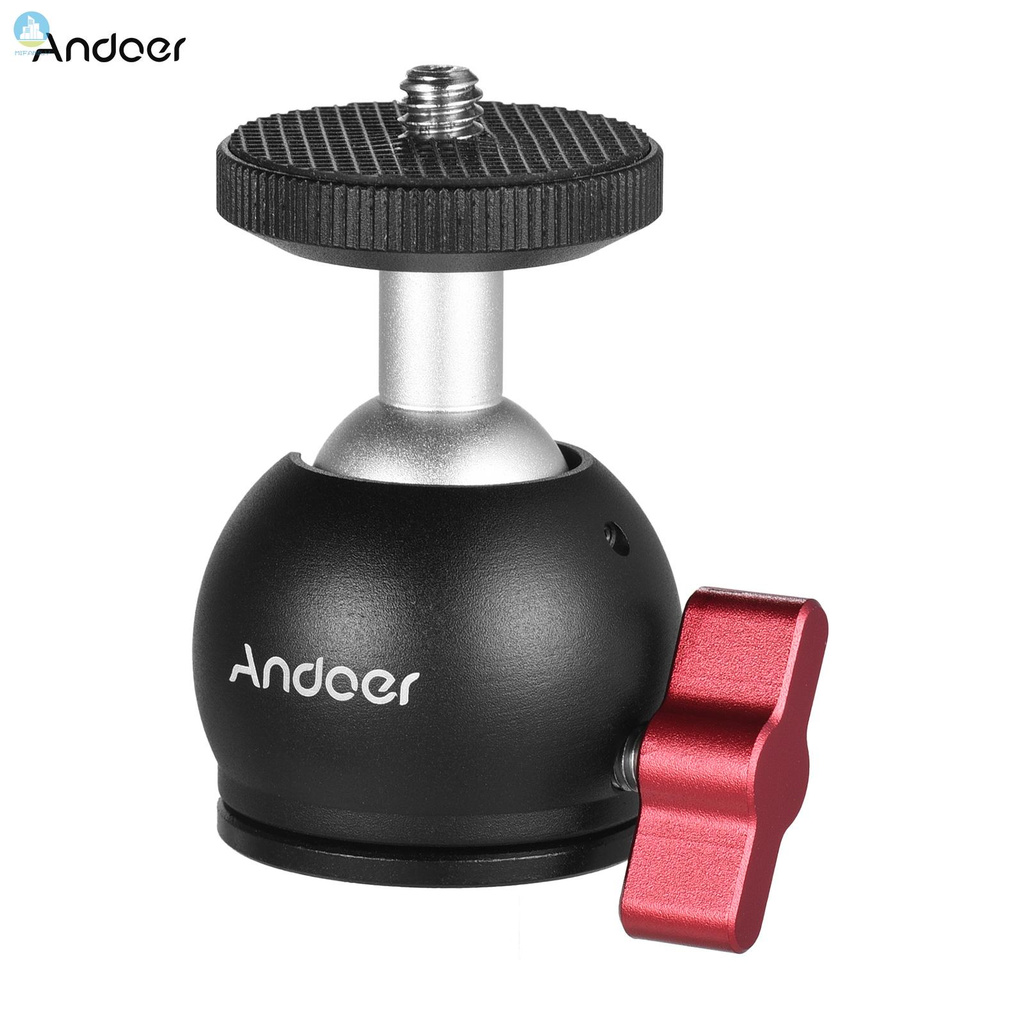 MI   Andoer Aluminum Alloy Mini Ball Head Panoramic Tripod Head 360° Swivel Horizontal Vertical Adjusting Universal 1/4-inch Interface for DSLR SLR Mini Tripod Mounting