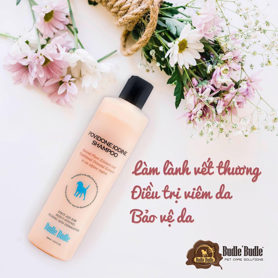 Sữa Tắm Viêm Da Thảo Dược Cho Chó Budle Povidone Iodine (300ml)