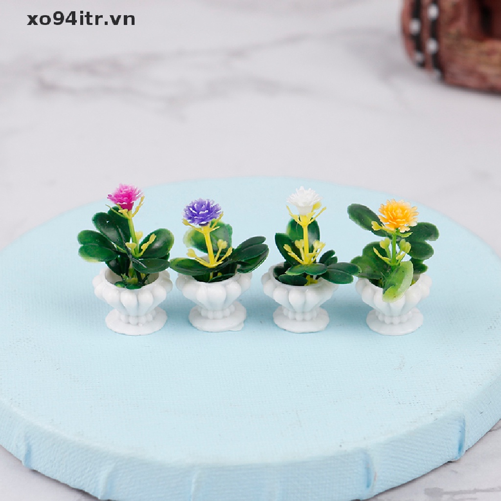 XOITR 1:12 Dollhouse Miniature Green Plant Flower In Pot Furniture Decor Accessories .
