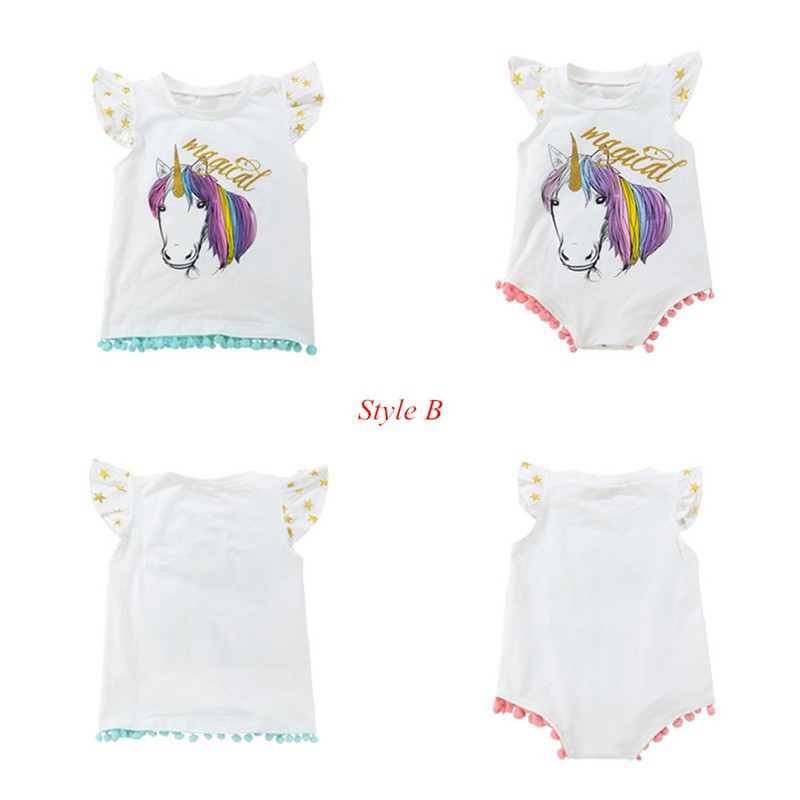 Set áo thun và áo liền quần cotton họa tiết xinh xắn dễ thương cho bé gái