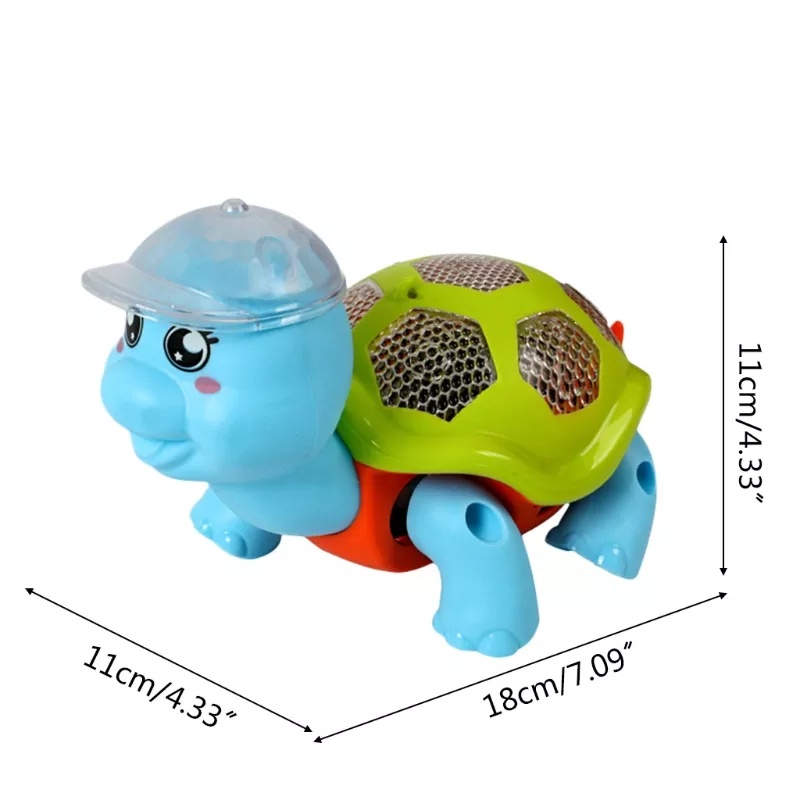 Đồ chơi rùa con chạy pin cho bé dắt đi chơi có đèn nhấp nháy và nhạc vui nhộn cho bé