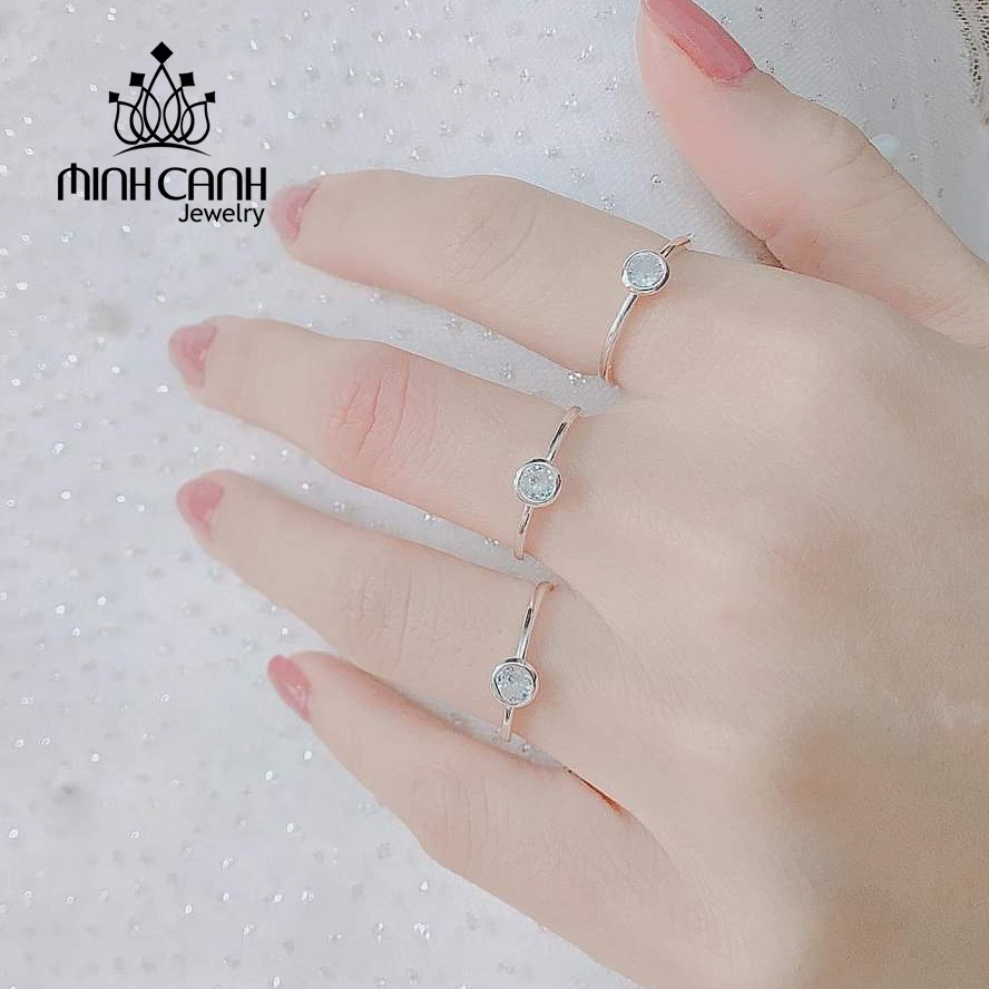 Nhẫn Bạc Nữ Minh Canh Jewelry Trơn Đính Đá Chủ