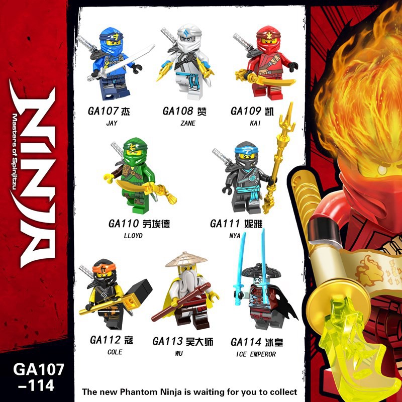 Bộ đồ chơi mô hình Ninjago Jay Zane Kai Lloyd Nya Cole tương thích với Lego dùng làm quà tặng