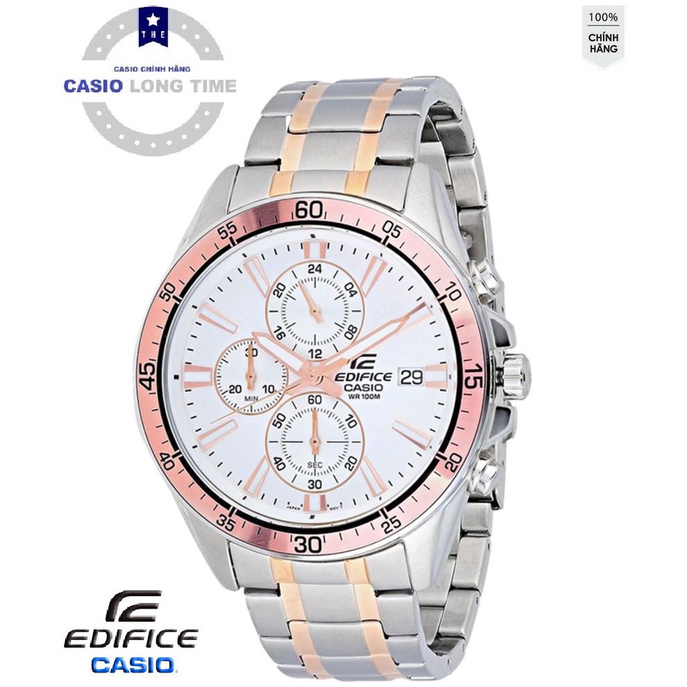 Đồng Hồ Nam CASIO EFR-546SG-7AVUDF Dây kim loại - Mặt trắng mạ ion hồng