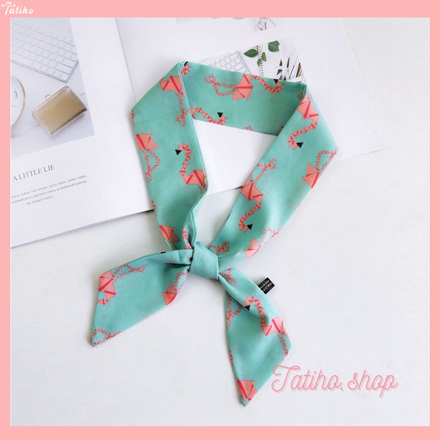[Hàng Xịn, Giá Tốt] Khăn Turban Quấn Tóc và Túi Xách Họa Tiết Vintage Chất Liệu Lụa Chiffon - 5x90cm - Mã TD007