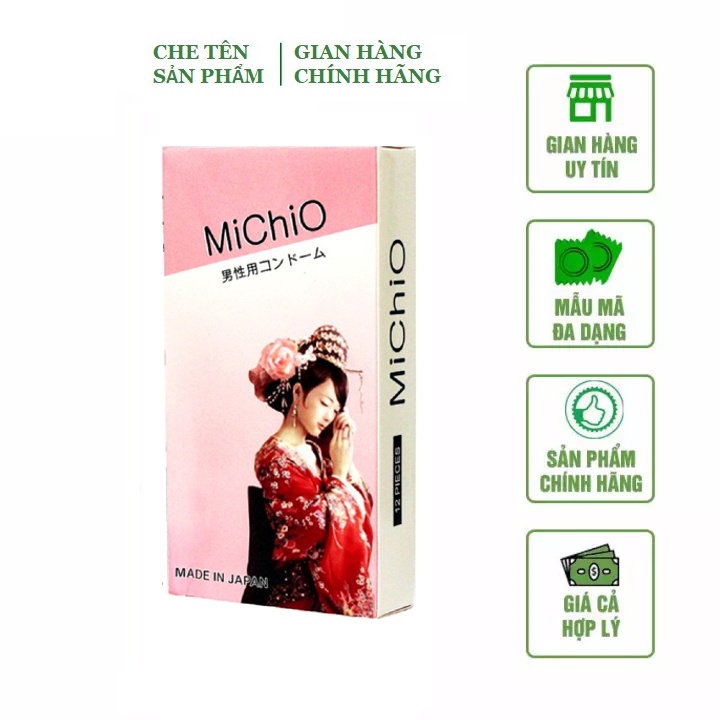 Bao cao su Gân gai siêu mỏng MichiO - Nhật Bản - hộp 12 bao