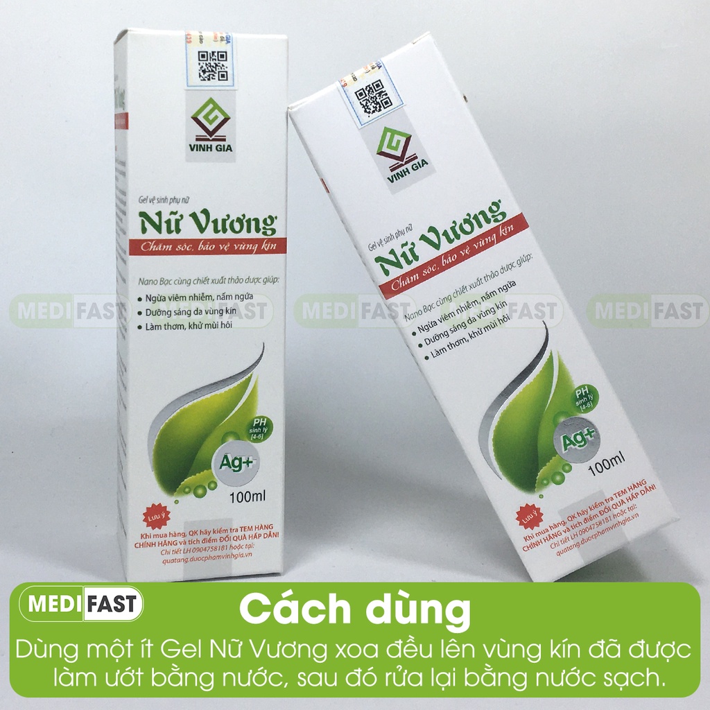 Dung dịch vệ sinh Nữ Vương Lọ 100ml  Mua 10h tặng 1h bằng tem tích điểm, ddvs xịt nước rửa phụ khoa có nano bạc