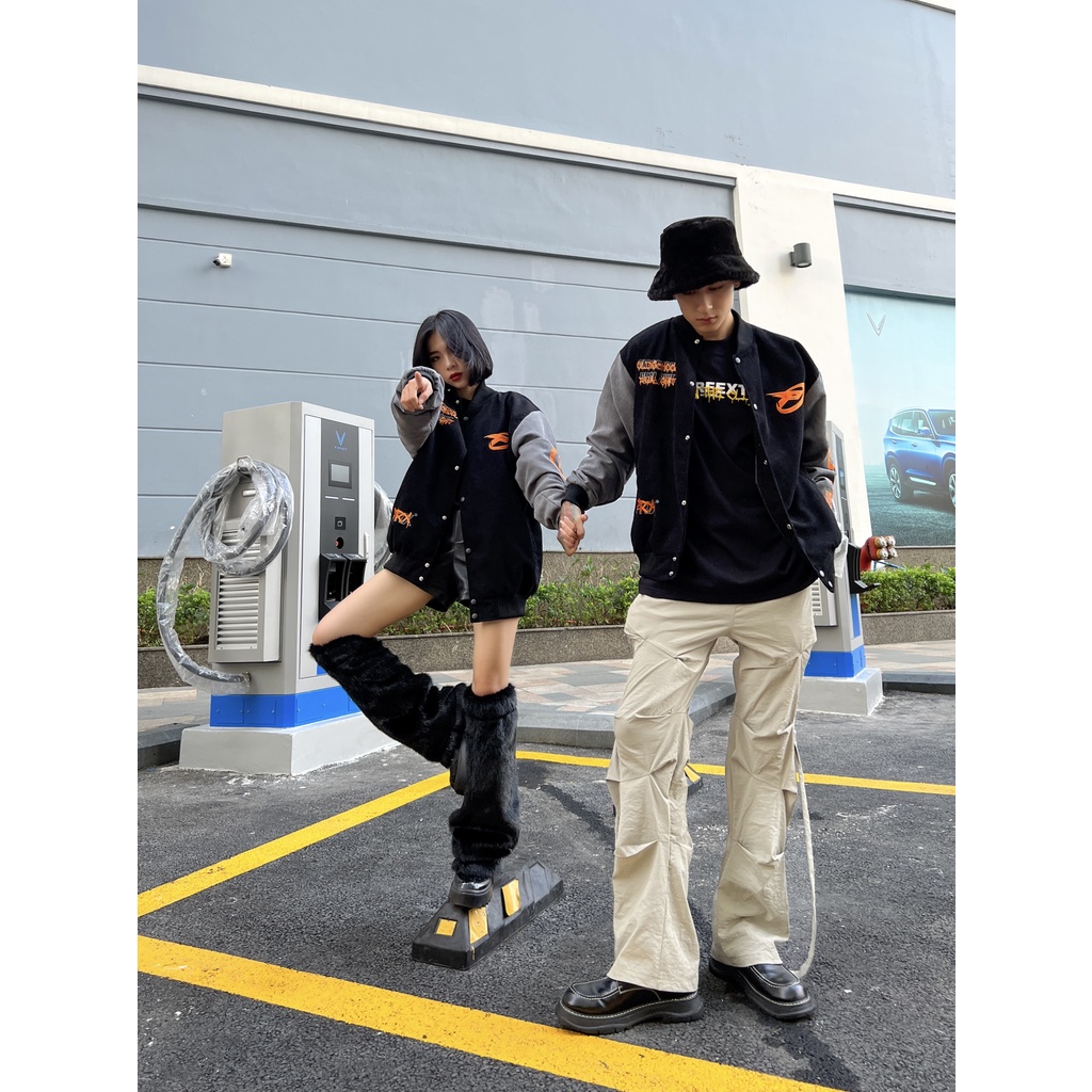 Áo khoác Perfext Varsity Jacket Nhung Tăm Lót Dù, Hoạ Tiết Thêu