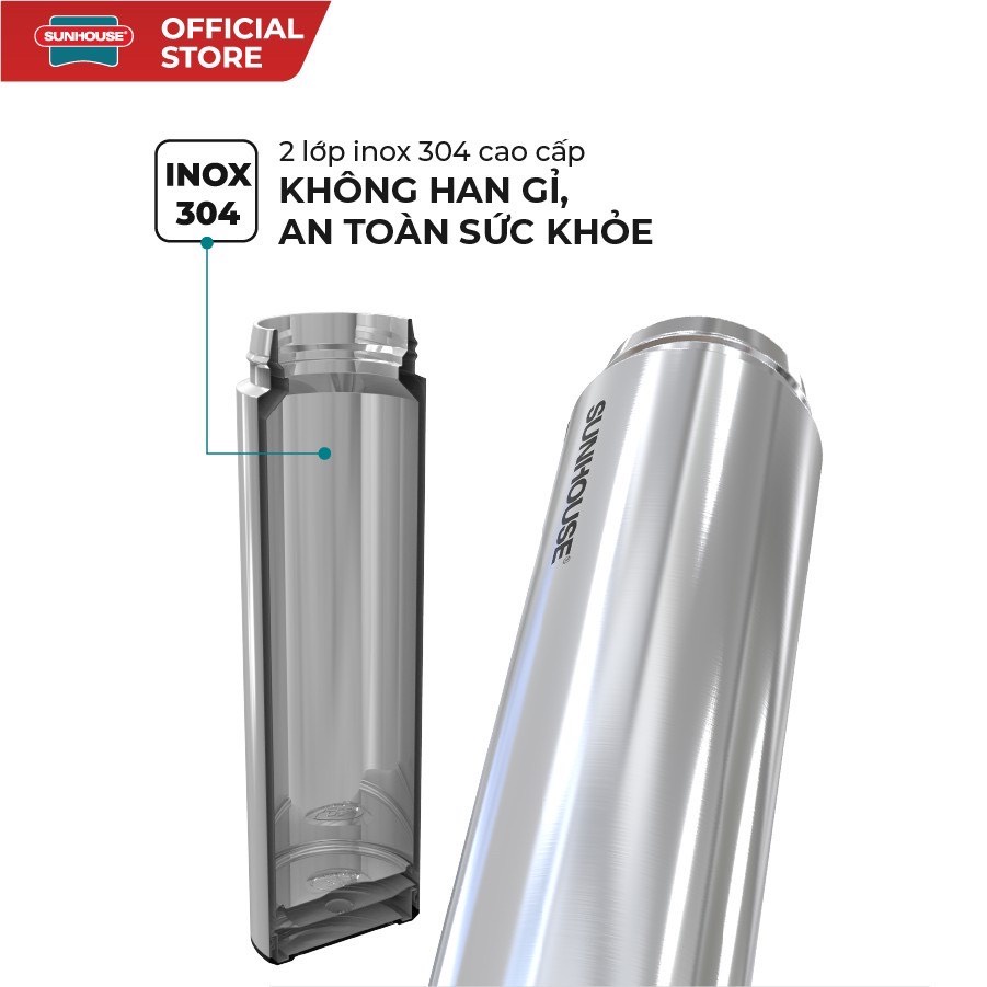 BÌNH GIỮ NHIỆT INOX 304 SUNHOUSE 450ML (Bảo Hành Chính Hãng toàn quốc 12T)