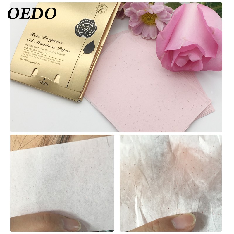 Giấy thấm dầu hương hoa hồng kiểm soát dầu làm trắng da chăm sóc mặt OEDO sóc mặt Vệ Sinh Dầu Nhờn Thừa Trên Da Mặt