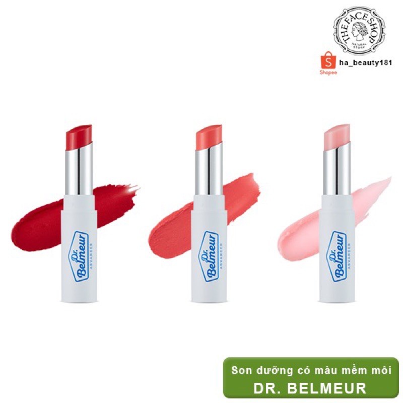 Son dưỡng môi có màu siêu mềm môi dưỡng ẩm hồng hào căng mướt The Face Shop Dr Belmeur Advanced Cica Touch Lip Balm 5.5g