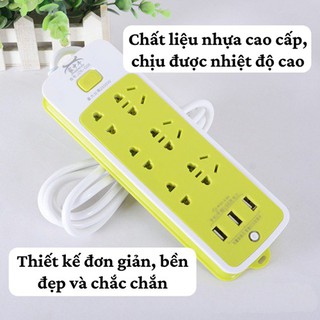 Ổ Điện Đa Năng Chống Giật * 3 Cổng USB và 6 Ổ Cắm