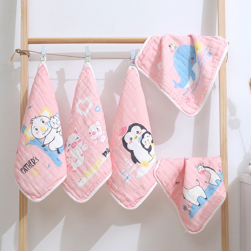 BooBoo Baby - Sét 5 khăn mặt, khăn sữa, khăn lau rửa cho bé, 6 lớp cotton sợi tre siêu thấm hút, không bai xù