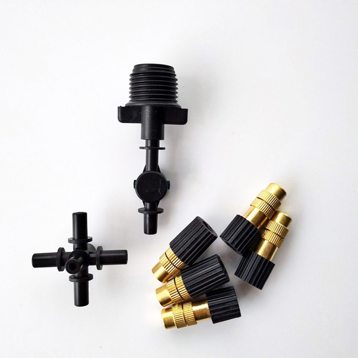 50 bộ béc phun sương 5 hướng đầu đồng + ren nối ống 21mm, béc tưới cây
