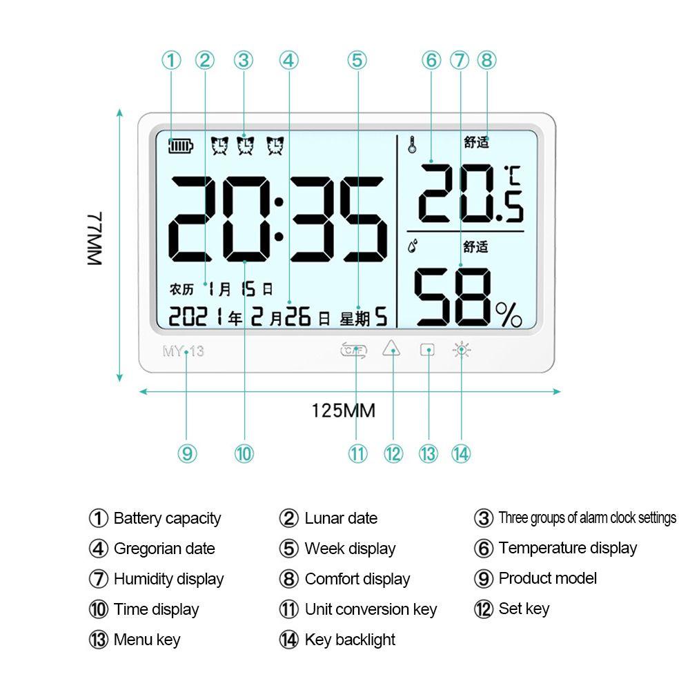 PINEVN Đồng Hồ Báo Thức Màn Hình LCD 3D Dành Cho Phòng Khách