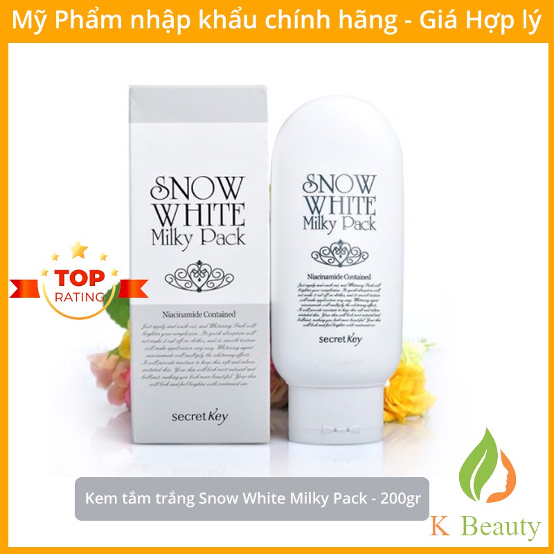 Kem Tắm Trắng Mặt và Toàn Thân Secret Key Snow White Milky Pack 200gr - [Hàn Quốc]
