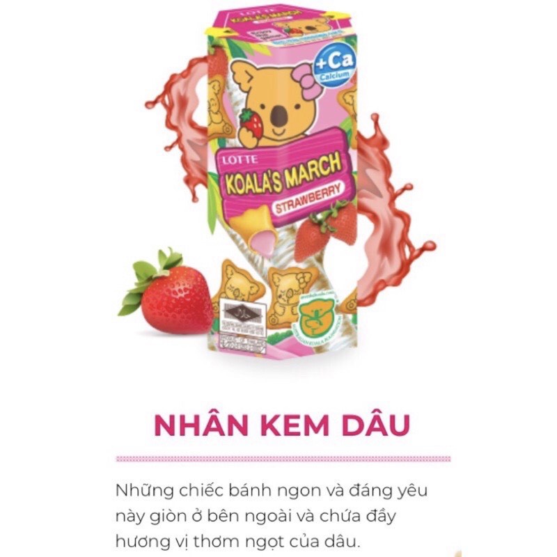 Bánh gấu Lotte Koala's March nhân socola/ socola sữa/kem dâu 37g