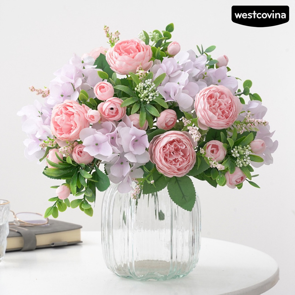 [Hot]⚘Chậu Hoa Hồng Nhân Tạo Sống Động Dùng Trang Trí Sân Vườn