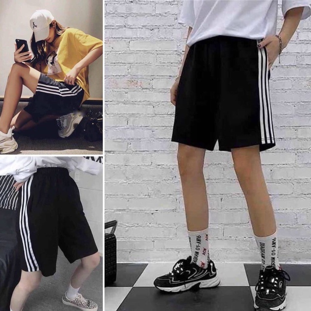 [XẢ HÀNG] Quần Short 3 Sọc Thể Thao Unisex Nam Nữ, Quần Lửng Lines Ống Rộng Chất Mát Nhiều Màu | BigBuy360 - bigbuy360.vn