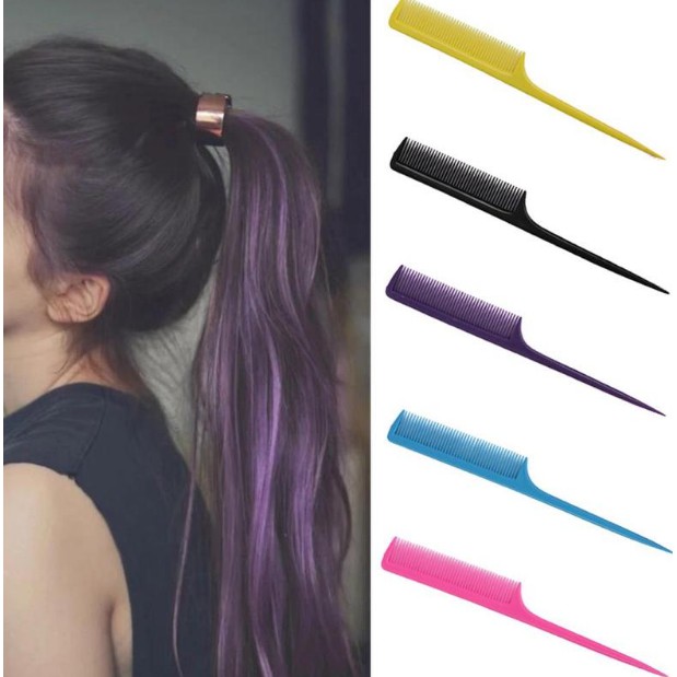Lược đuôi nhọn tạo kiểu tóc bằng nhựa màu sắc ngẫu nhiên chuyên dụng cho salon