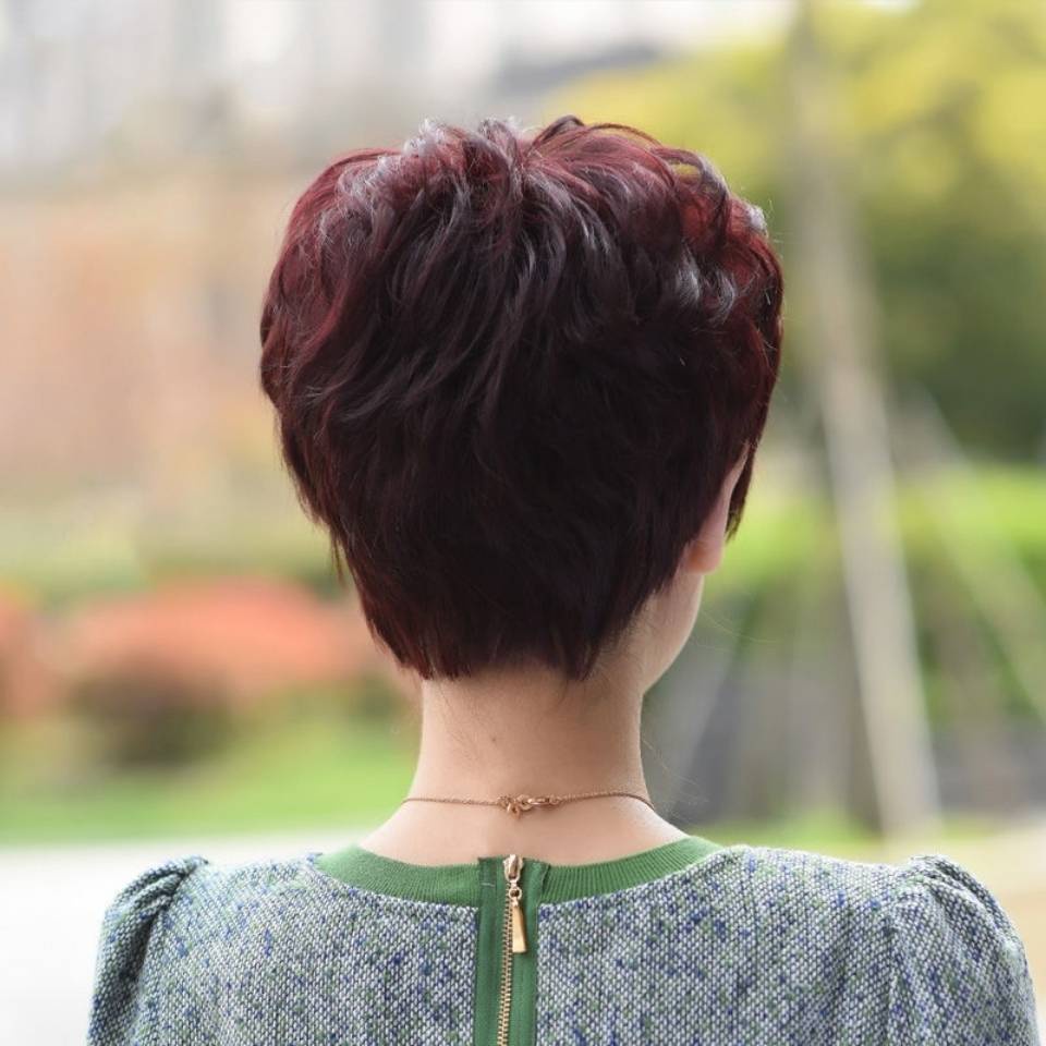 Bộ Tóc Giả Ngắn Xoăn Bồng Bềnh Tự Nhiên Thời Trang Dành Cho Phụ Nữ Trung Niên