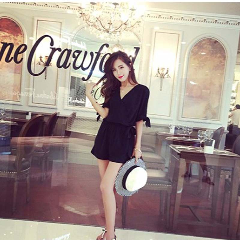 Bộ jumpsuit cổ đắp chữ V thời trang cho nữ