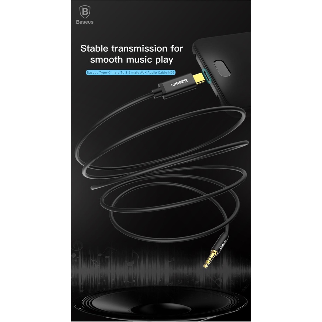 Cáp chuyển đổi type C sang jack 3.5 Baseus Cable Yiven Type-C male To 3.5 male Audio Cable M01