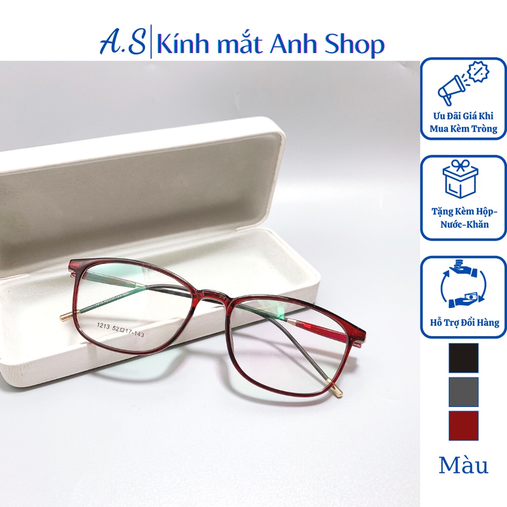 Gọng kính nhựa dẻo kiểu tròn bầu nam nữ chất liệu nhựa dẻo nhận cắt mắt cận viễn loạn 1213