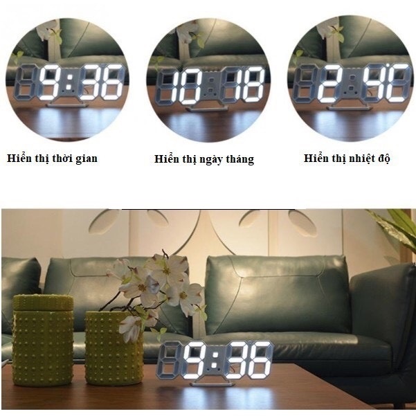 [ Hàng Chính Hãng ] Đồng hồ LED 3D treo tường, để bàn thông minh TN828 Smart Clock