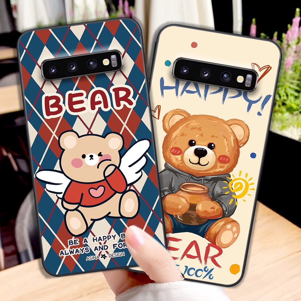 Ốp lưng Samsung S10 / S10 5G / S10 Plus / S10+ / S10e in hình cute, chú gấu thể thao tinh nghịch cực đáng yêu