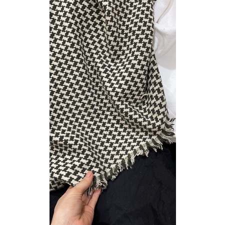 Dạ tweed nanh sói xanh phối trắng 180k/2m khổ 1,5