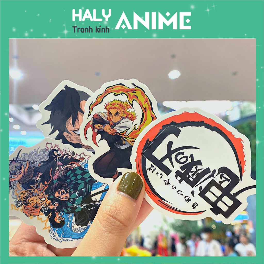 Hình dán sticker anime Demon Slayer, Set stiker cute, dễ thương dán mũ bảo hiểm, vali, laptop, chống nước, chống bay màu