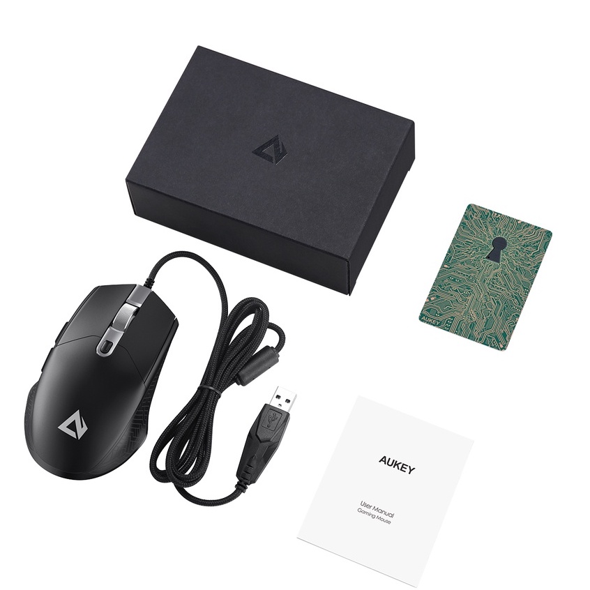 Chuột máy tính dây AUKEY GM-F3 chuột Game Silent-giảm ồn ,6 Nút lập trình, chuột máy tính RGB 7200 DPI Cho PC Laptop