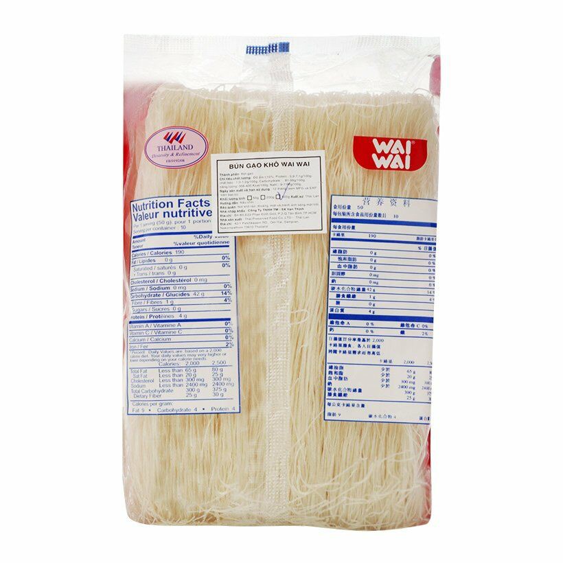 Bún gạo khô Wai Wai nhãn đỏ vuông gói 500g hsd 2021